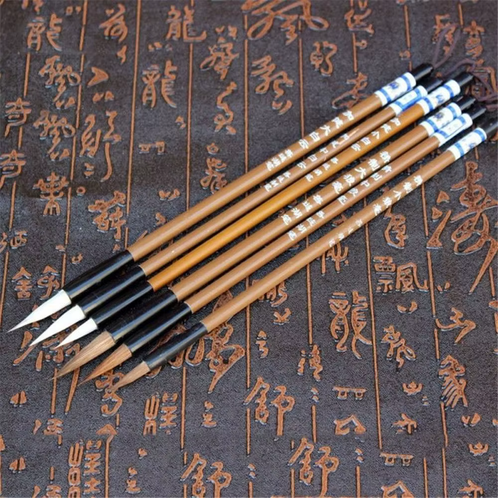 Pinceau de calligraphie traditionnel chinois en poils de loup, modèle Clouds White Bamboo, pour la p