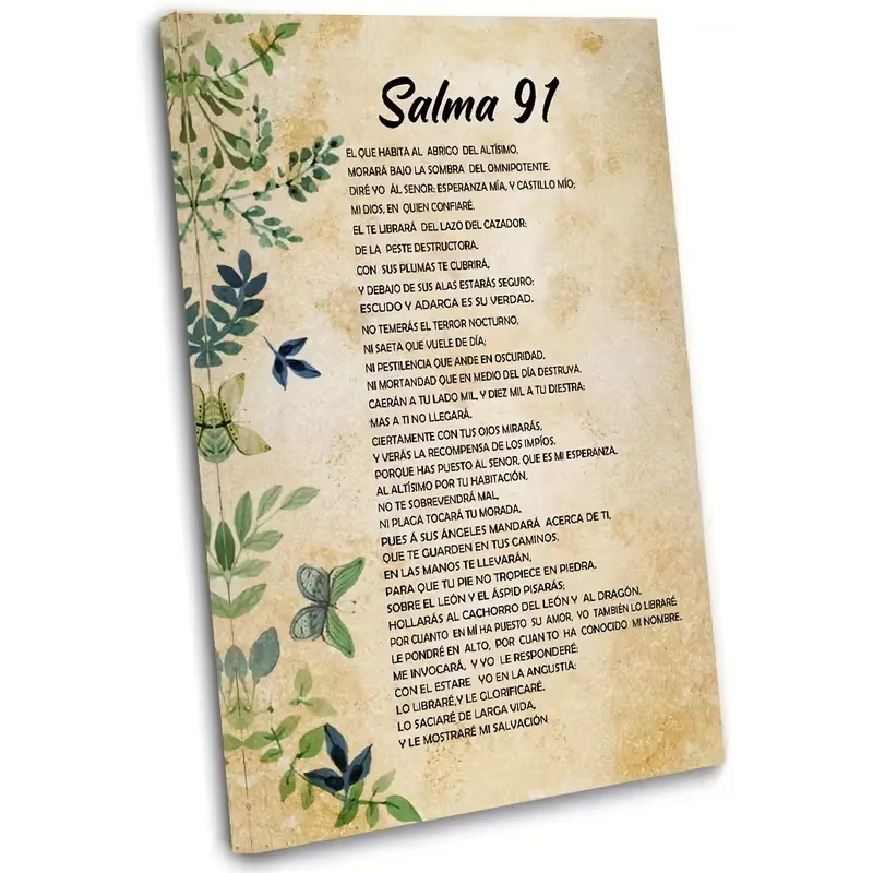 Affiche en toile d'art religieux, 1 pièce, Art mural du psaume 91, versets espagnols, sans cadre, ve