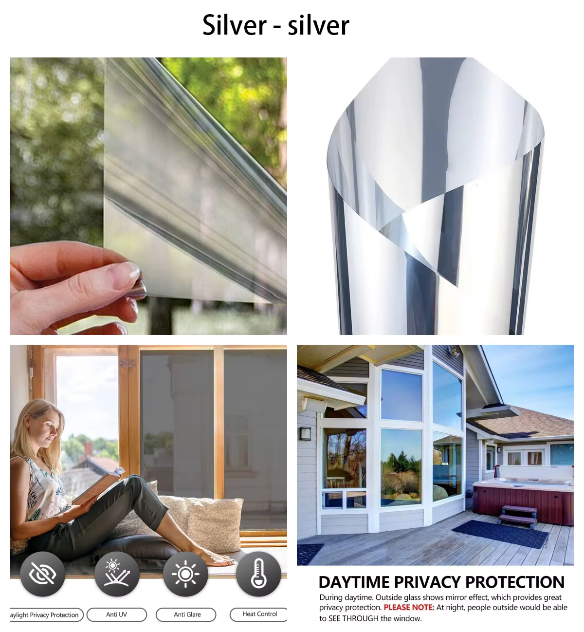 Film de fenêtre de confidentialité, Film de Protection solaire auto-adhésif, Anti-UV, isolation ther