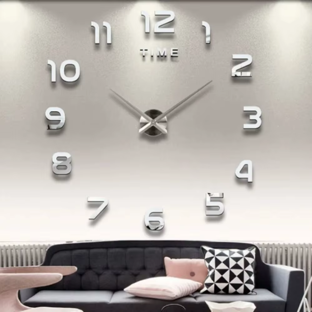 Grande Horloge murale au Design moderne 3D, à Quartz, à la mode, miroir acrylique, autocollants, déc