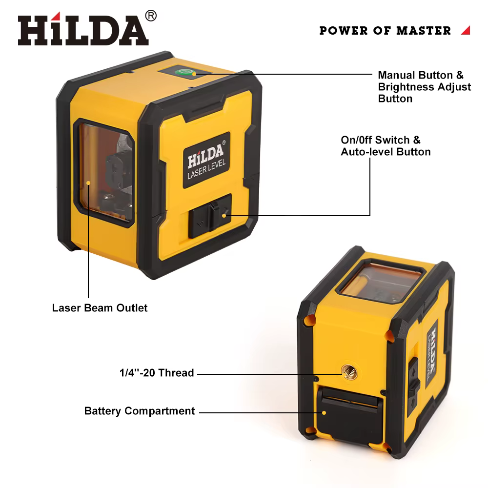 HILDA niveau Laser 2 lignes avec aimant sur le dos auto-nivelant nivellement automatique puissant ni