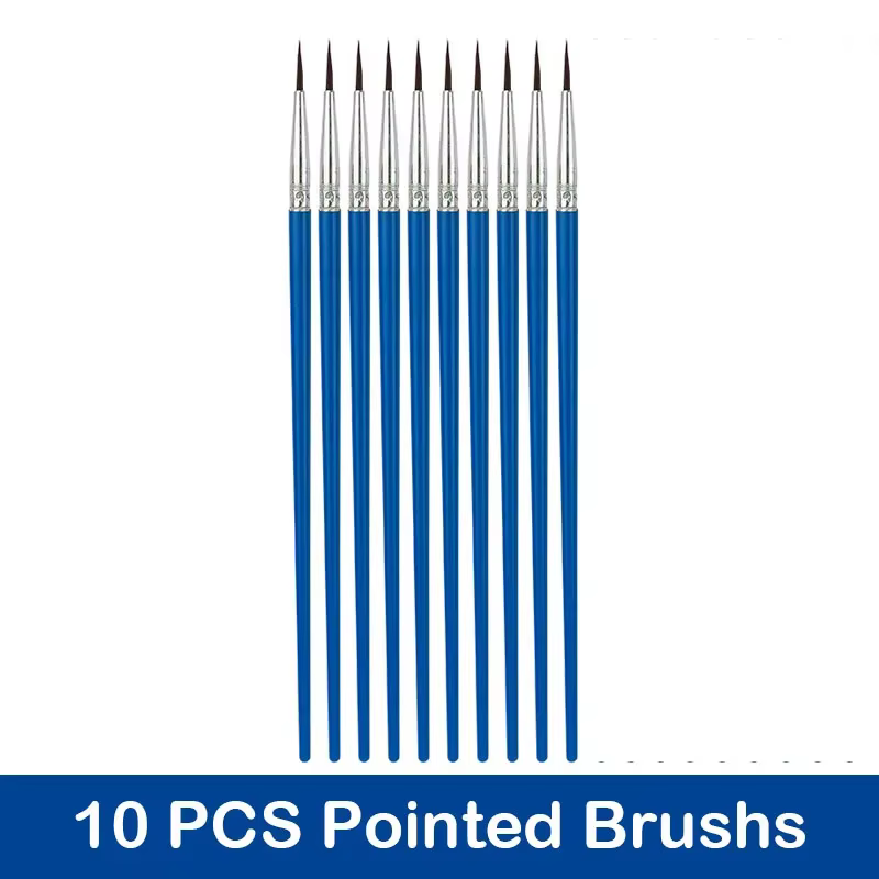 Ensemble de pinceaux de peinture, 10/20/50 pièces, cheveux plats ronds, en Nylon, stylo pour huile, 