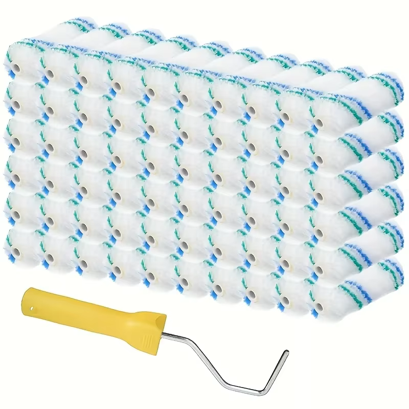 Mini rouleau de peinture couvre poignée avec 60 brosses à rouleaux 4 pouces petits rouleaux de peint
