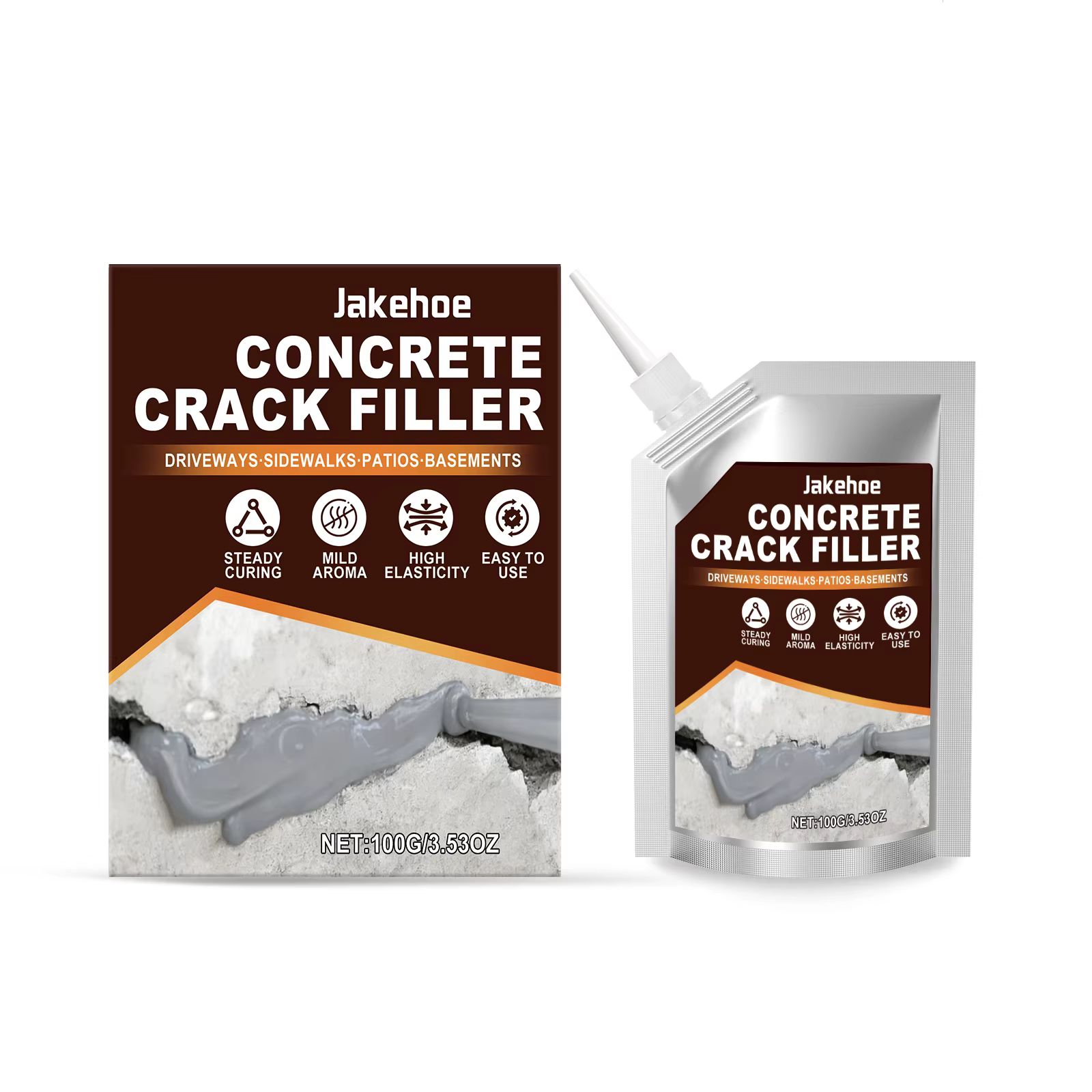 Mastic de réparation pour fissures de béton, durcissement progressif, haute élasticité, faible odeur