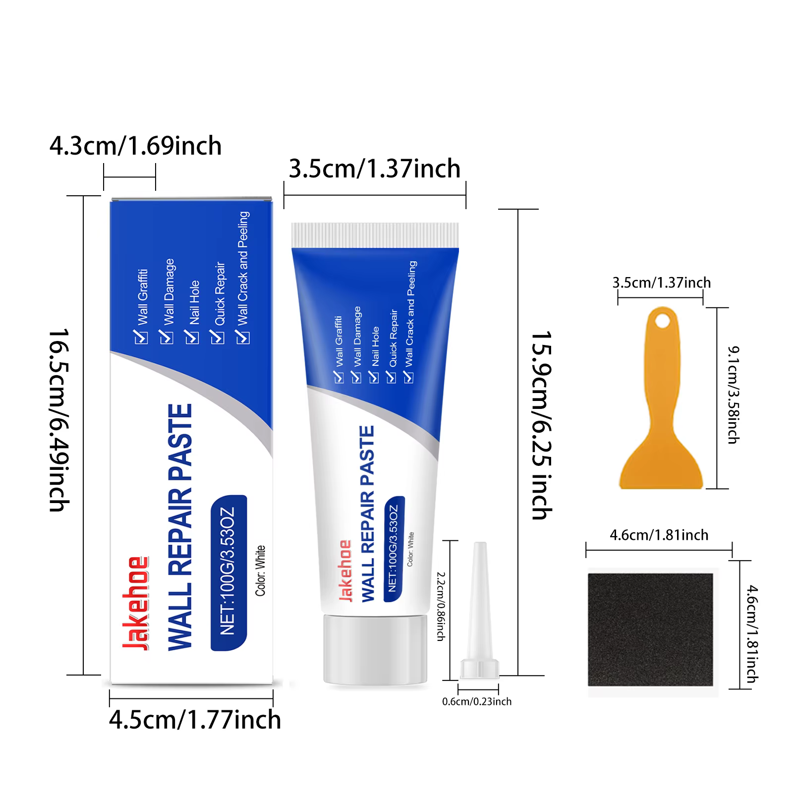 Kit de réparation de cloisons sèches avec grattoir, mastic mural à séchage rapide pour fissures, tro