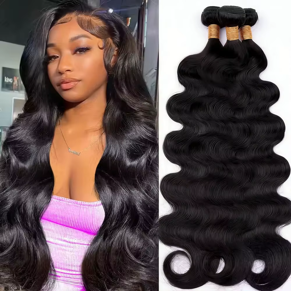 Paquets de vague de corps cheveux humains 1/3/4 paquets de cheveux humains couleur noire naturelle p