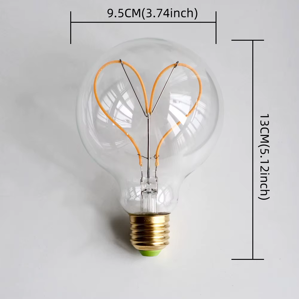 TIANFAN Vintage ampoule Led G95/G30 Edison ampoule 4W Dimmable 220V 110V E26 E27 coeur Filament ampo