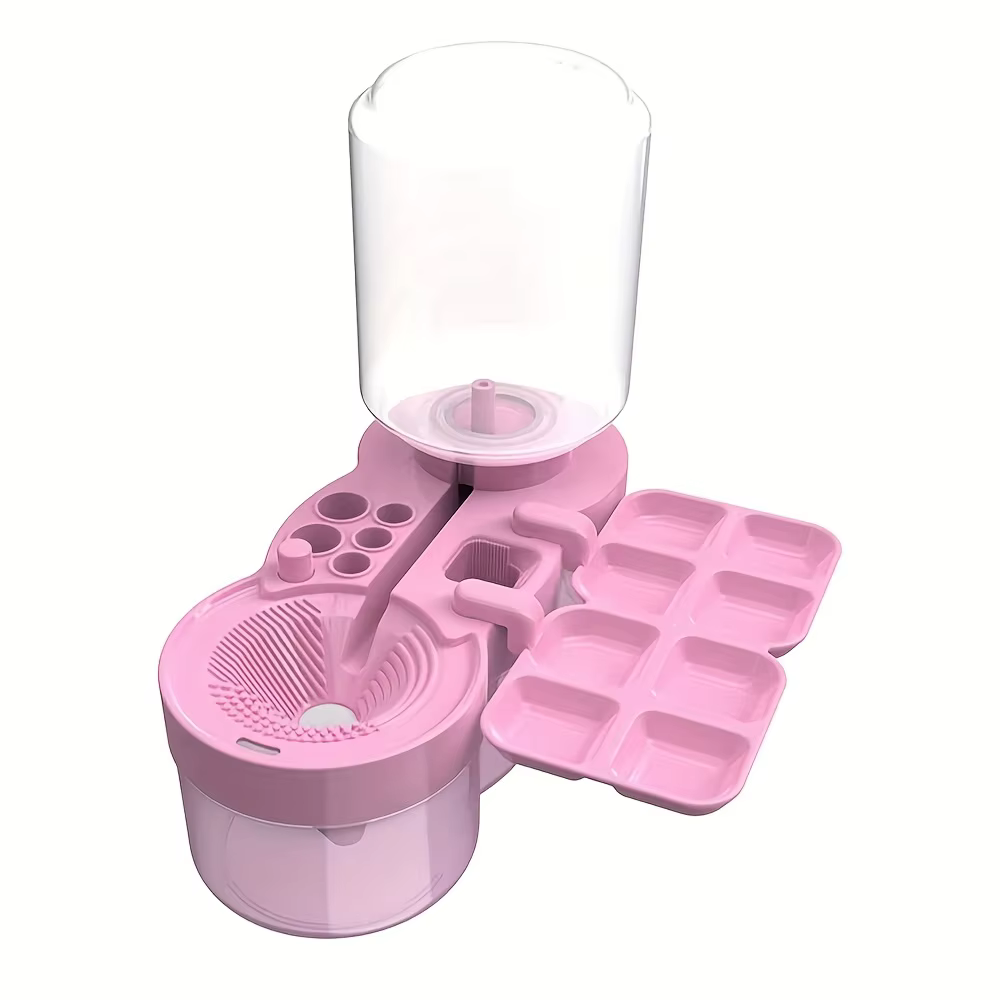 Nettoyeur de pinceaux 6-en-1 avec plateau - Laveur et support de pinceaux auto-vidangeant, outil de