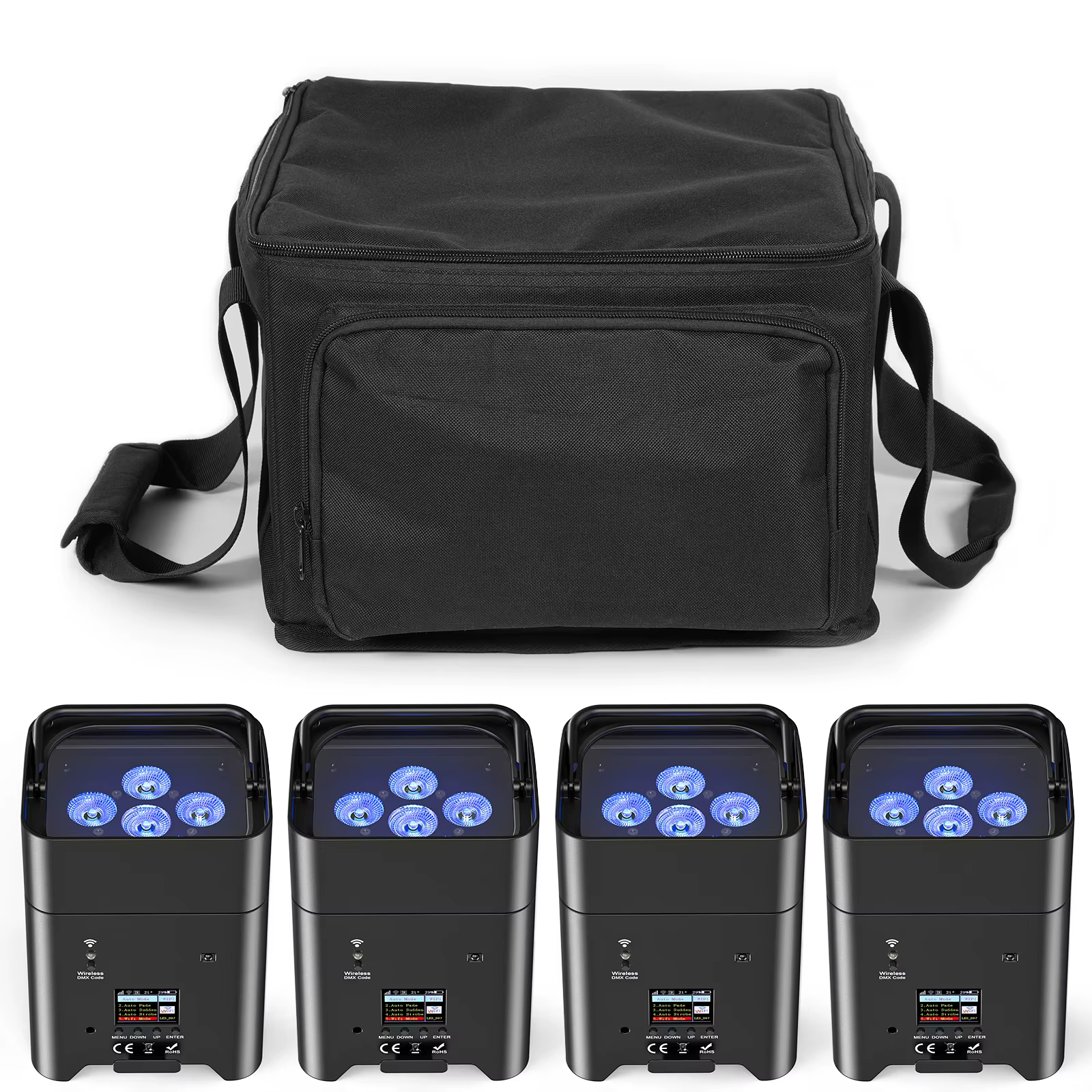 U'King 4 pièces 6x18W 6IN1 RGBAW + UV Par lumière avec sac DMX télécommande WiFi Par lumière sans fi