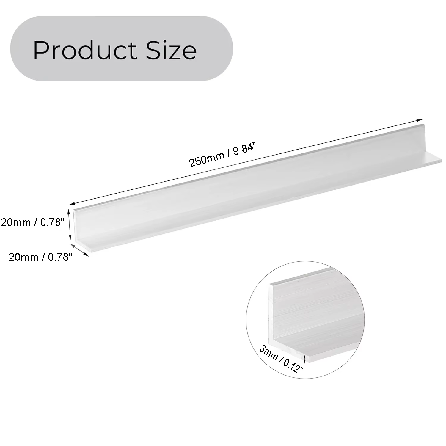 Profilé en aluminium 6061 à angle droit 20x20 25x25 30x30 40x40 50x50MM, profil en L, profil triangu