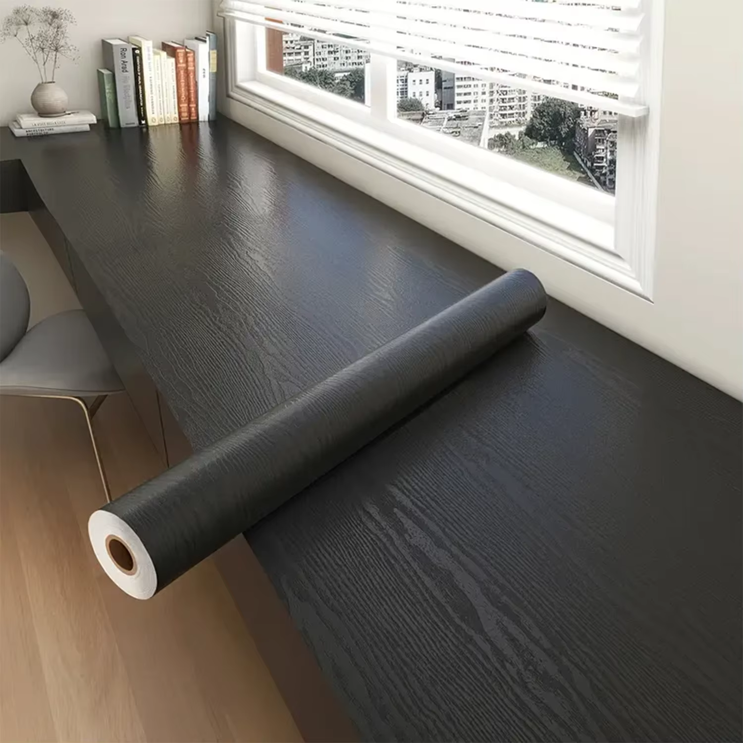 Rouleau de papier peint adhésif avec 5 mètres, autocollant imperméable en Grain de bois, pour garde-