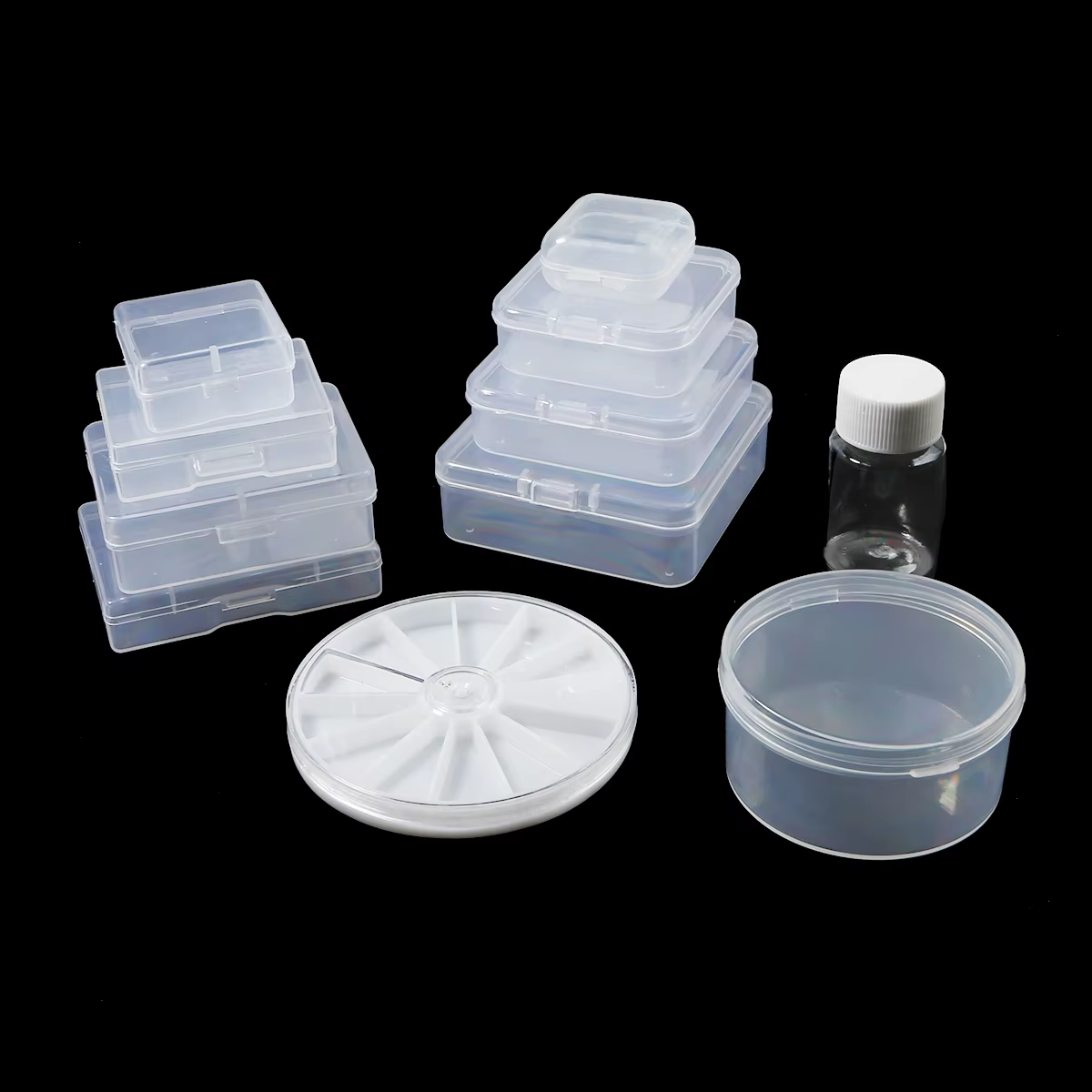 Boîte de rangement en plastique transparent pour bijoux, conteneur réglable pour perles, boucle d'or