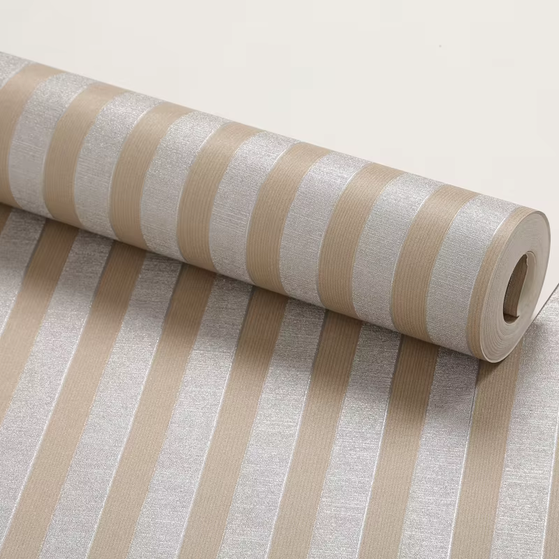 Papier peint imperméable à rayures SAINT, papier peint de contact rayé moderne, beige, blanc crémeux
