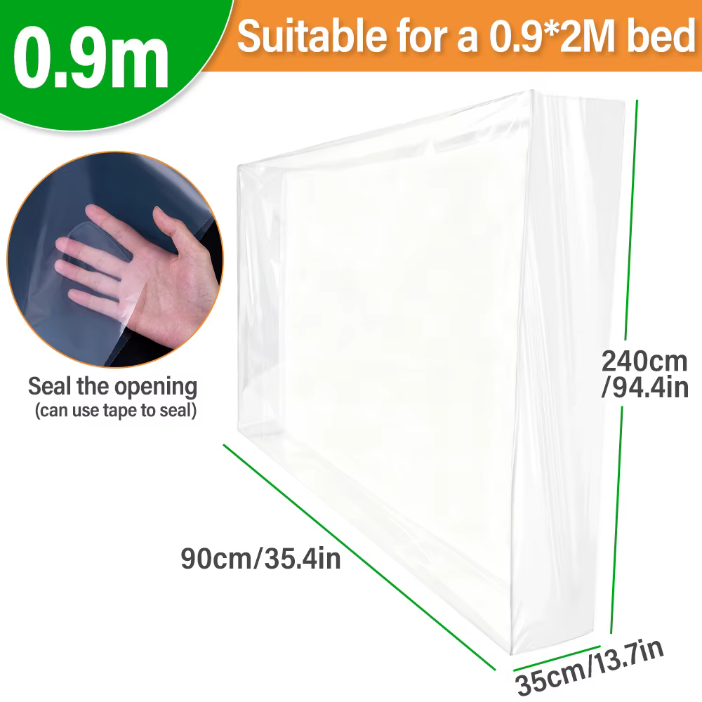 Sac de matelas en plastique multi-tailles, housse de protection imperméable et anti-poussière pour m