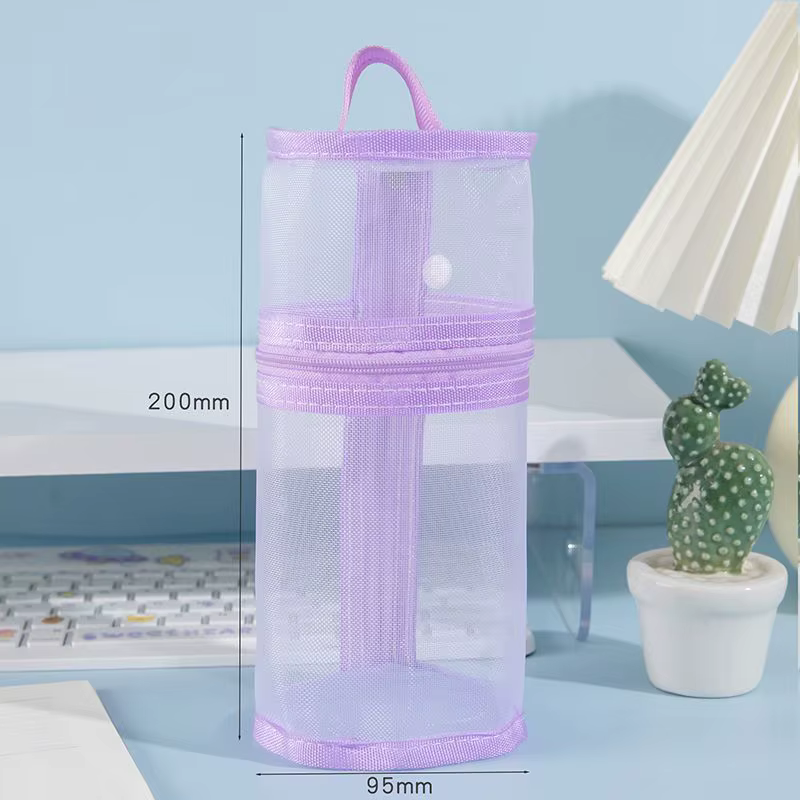 Sac de rangement portable en maille pour pinceaux de maquillage, double usage, grande capacité, supp