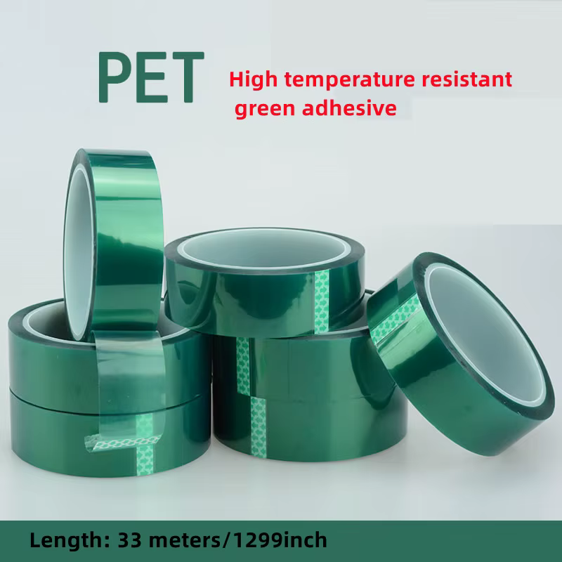 Ruban de masquage haute température en polyester vert, ruban PET avec adhésif en silicone, idéal pou