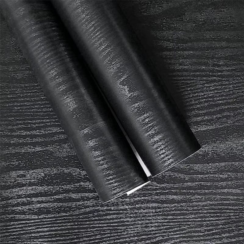 Papier peint auto-adhésif en Grain de bois noir, autocollants de garde-robe à couleur changeante pou