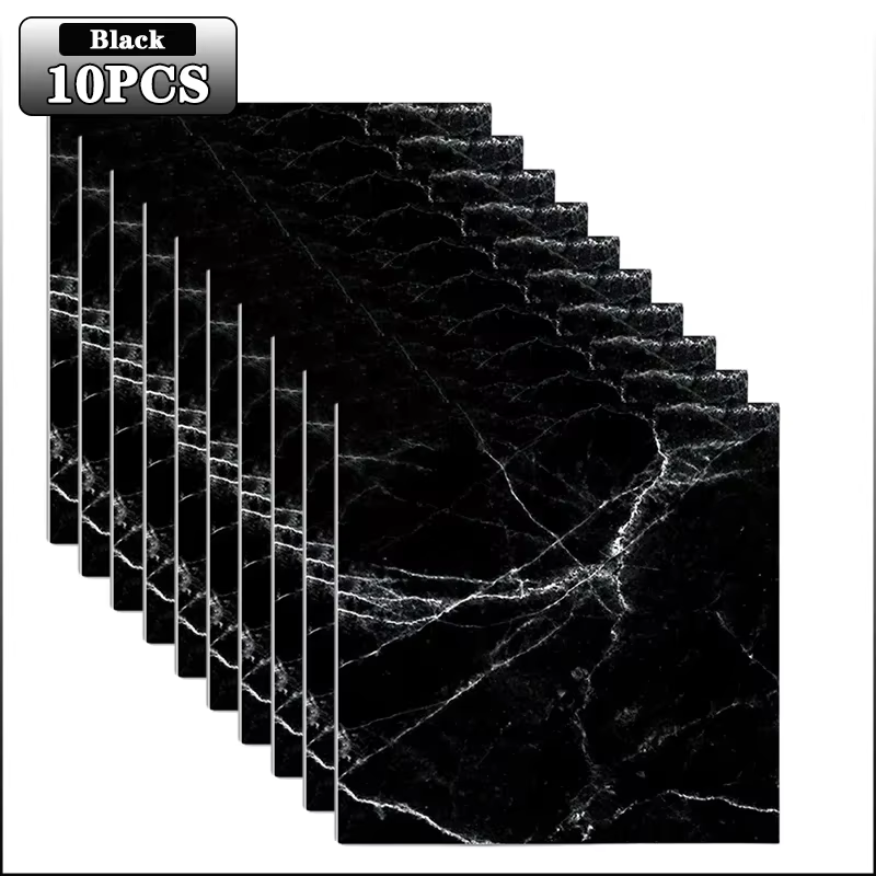 Autocollants de sol auto-adhésifs de Style marbre, 10 pièces, carreaux en PVC épais et résistants à