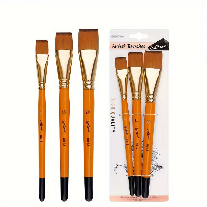 Pinceaux plats professionnels en acrylique pour aquarelle, ensemble de pinceaux multifonctionnels po