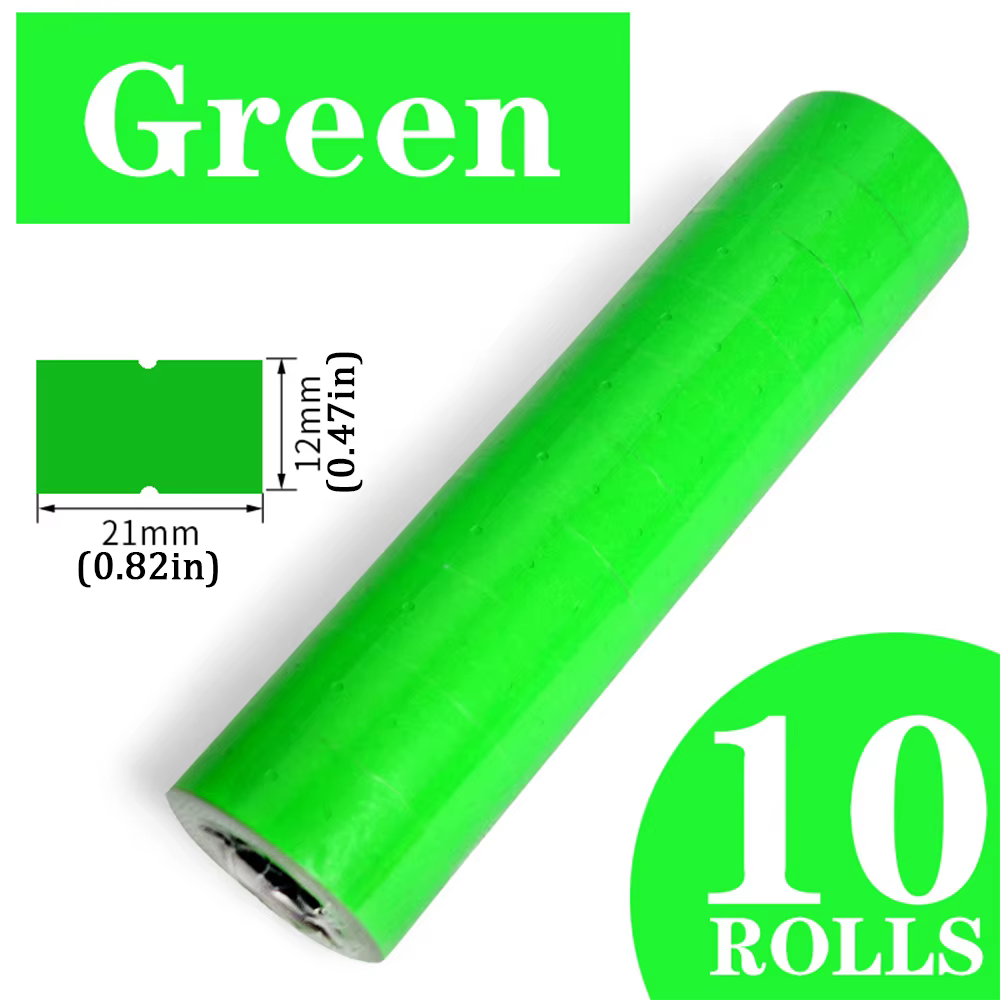 10 rouleaux d'étiquettes de prix à ligne unique, étiquettes autocollantes pour pistolet à étiquettes