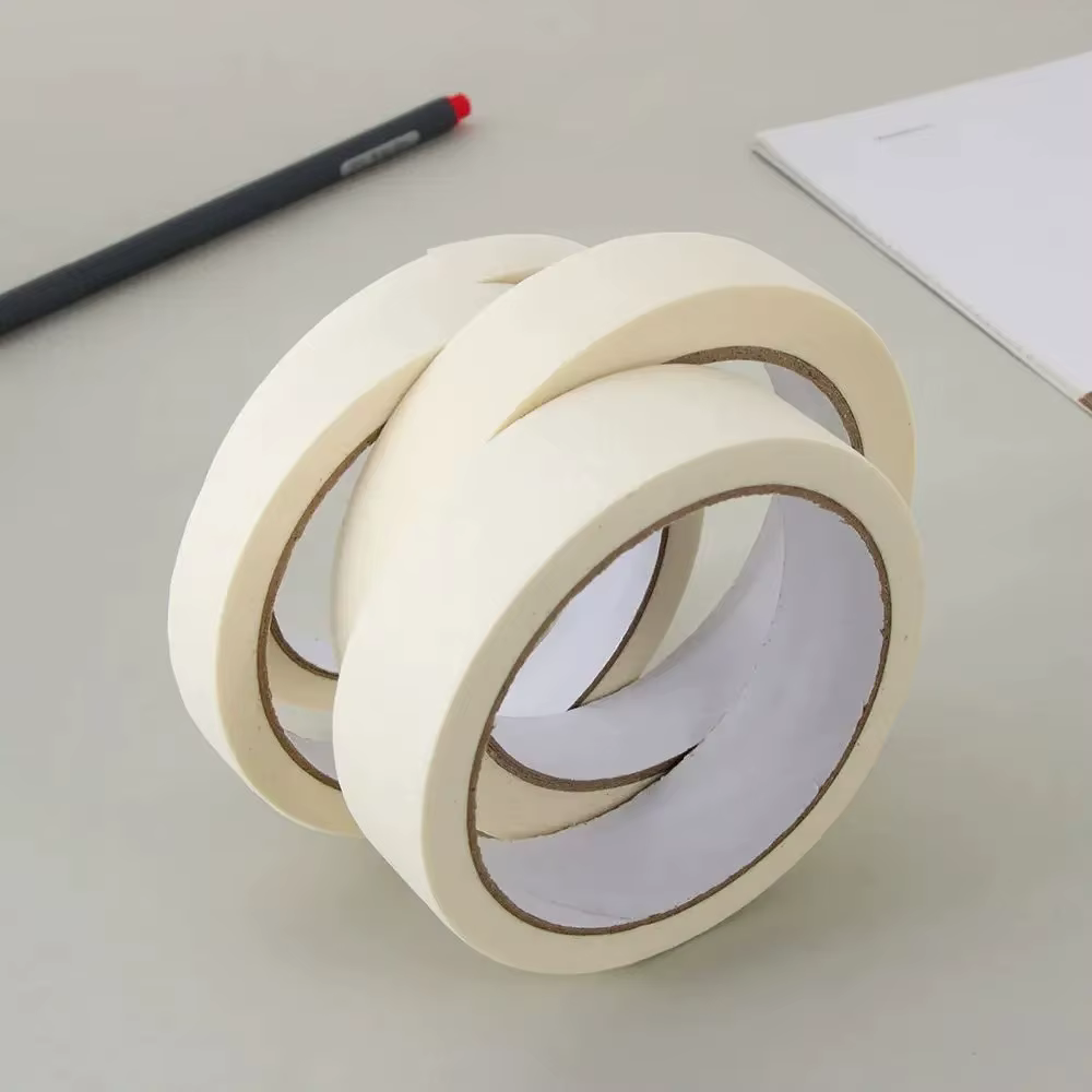 Ruban de masquage en papier crépon beige 20m, sans résidus, facile à déchirer, résistant à la chaleu