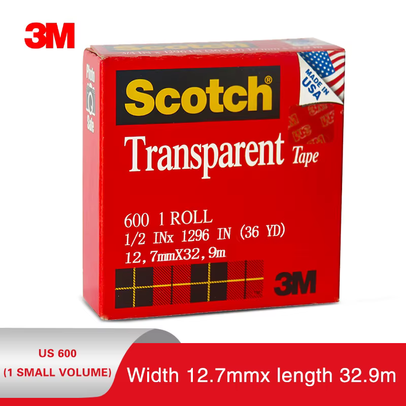 Ruban Transparent Scotch 3M 600, ruban de Test d'adhérence d'encre 600P, grand rouleau 19/12.7Mm, em