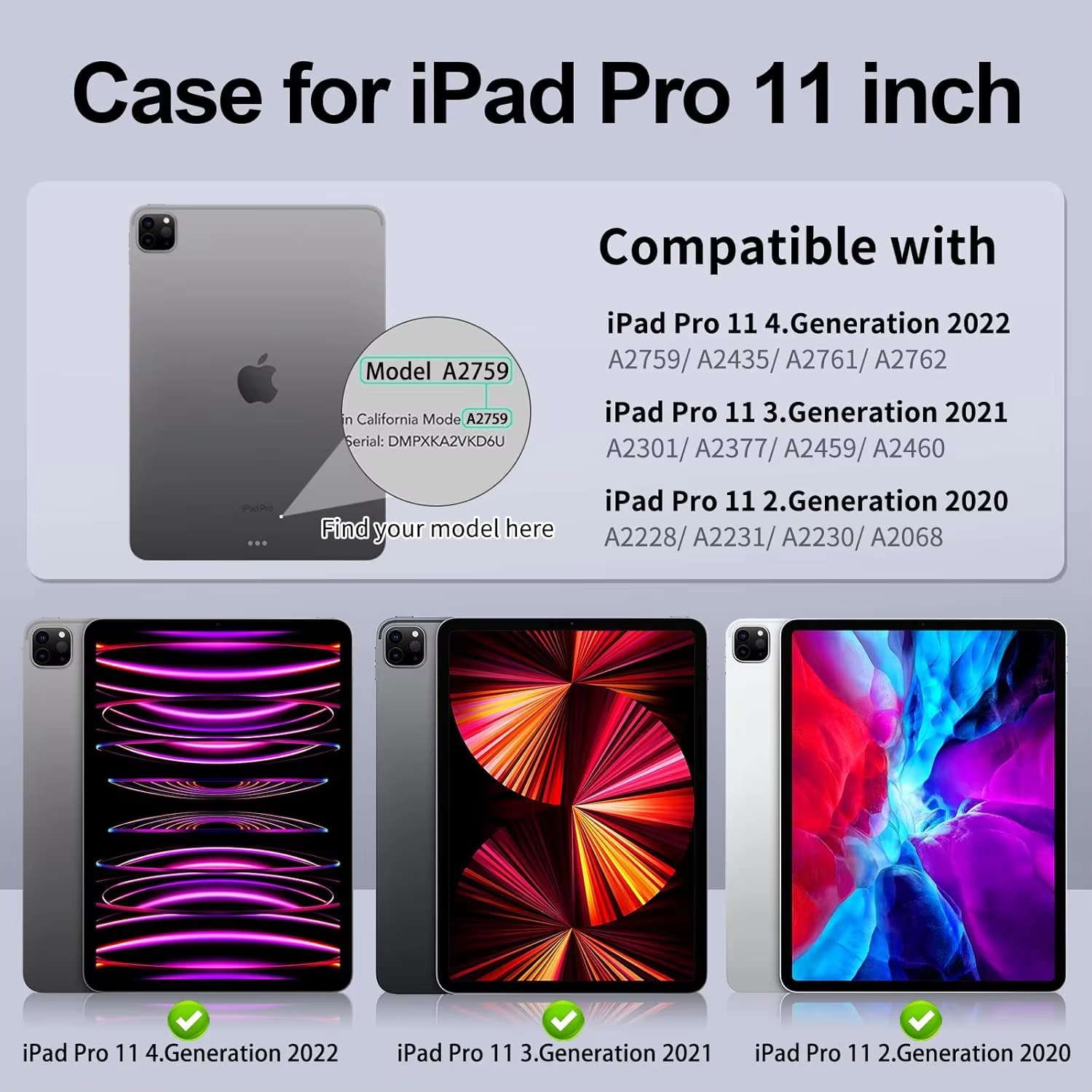 Étui transparent pour iPad Pro 11 pouces (2022/2021/2020/2018) transparent, antichoc, ultra fin, abs