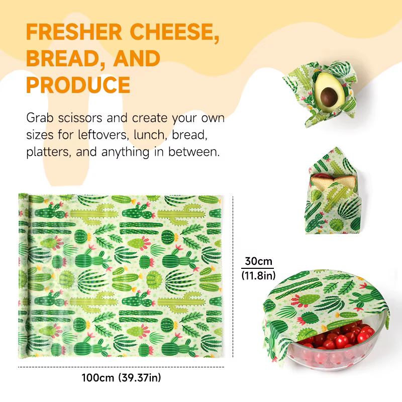 WEEDI Rouleau d'emballage de cire d'abeille réutilisable, écologique, rouleau de papier de cire, emballage alimentaire de cire d'abeille sans plastique pour sandwich, couvercle de fruits et de bols