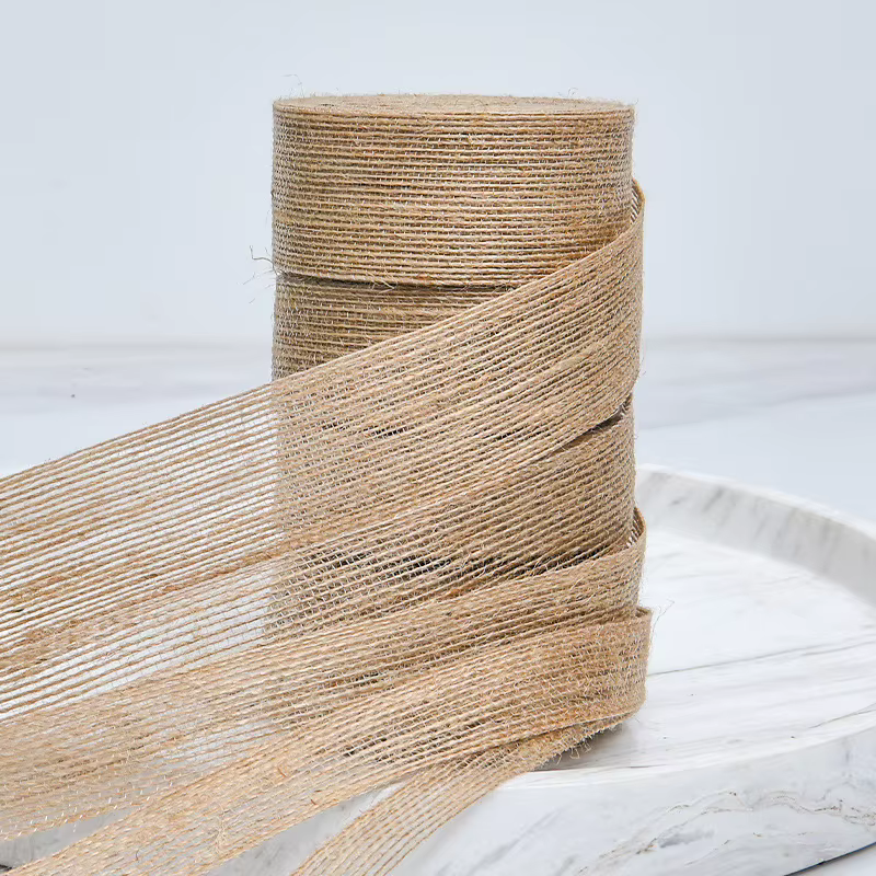 Ruban en toile de jute naturelle vintage