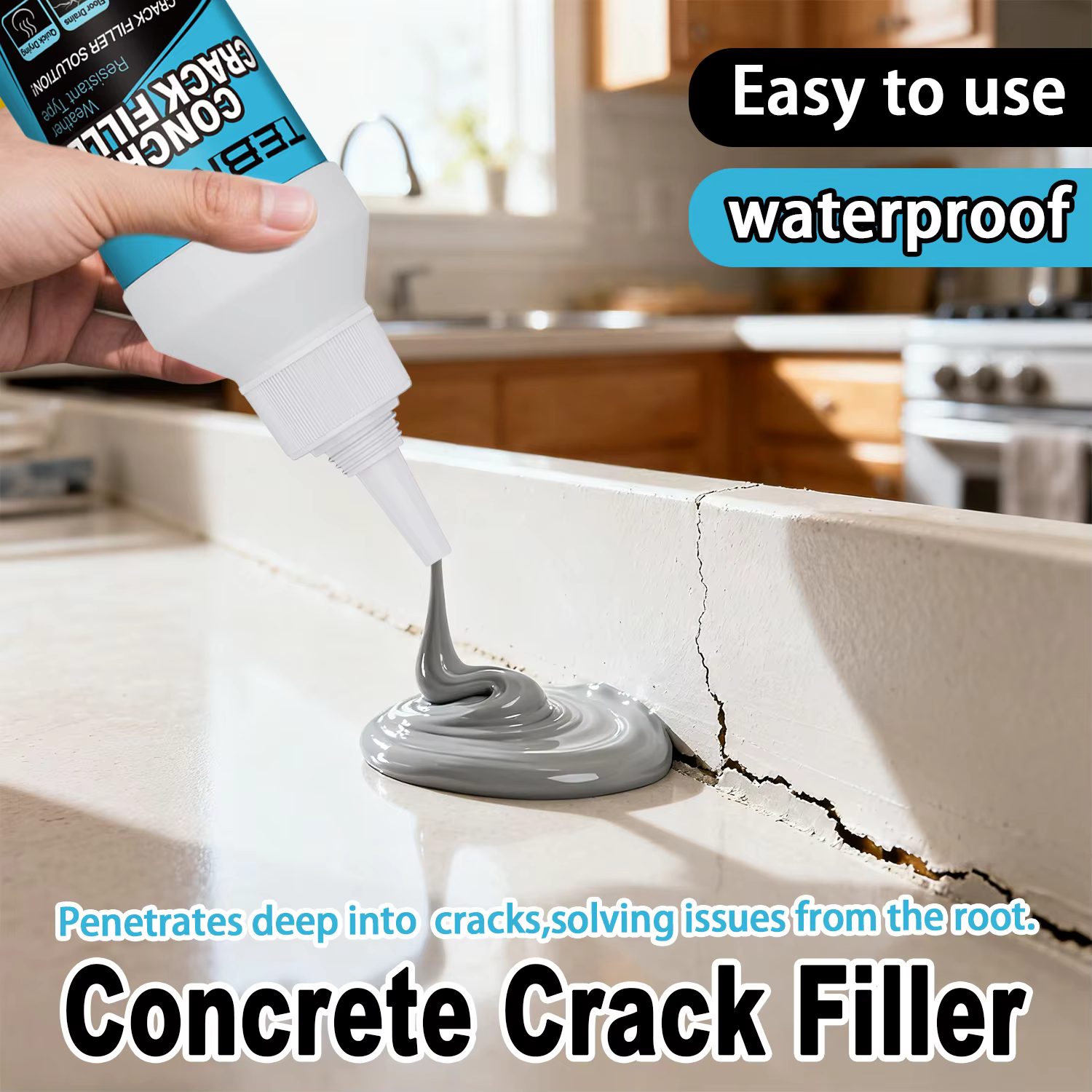 Mastic à base d'eau pour fissures de béton : auto-nivelant