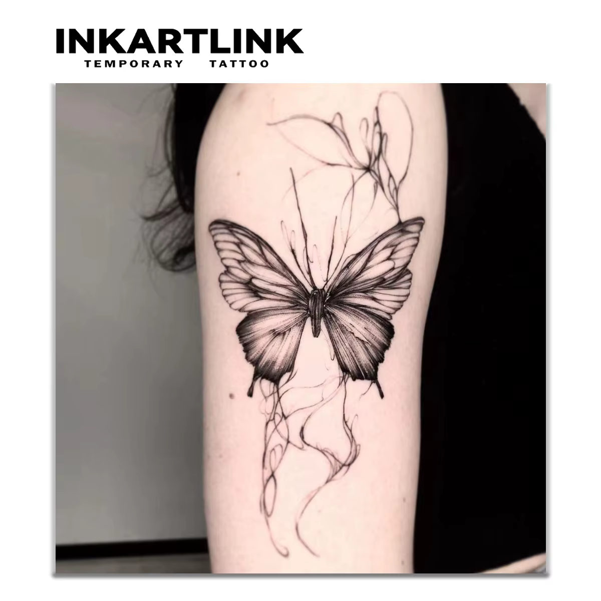 Tatouage temporaire papillon, décorations d'anniversaire, tatouages à jus de plantes, durée de 1 à 2 semaines, faux tatouages réalistes, tat temporaire