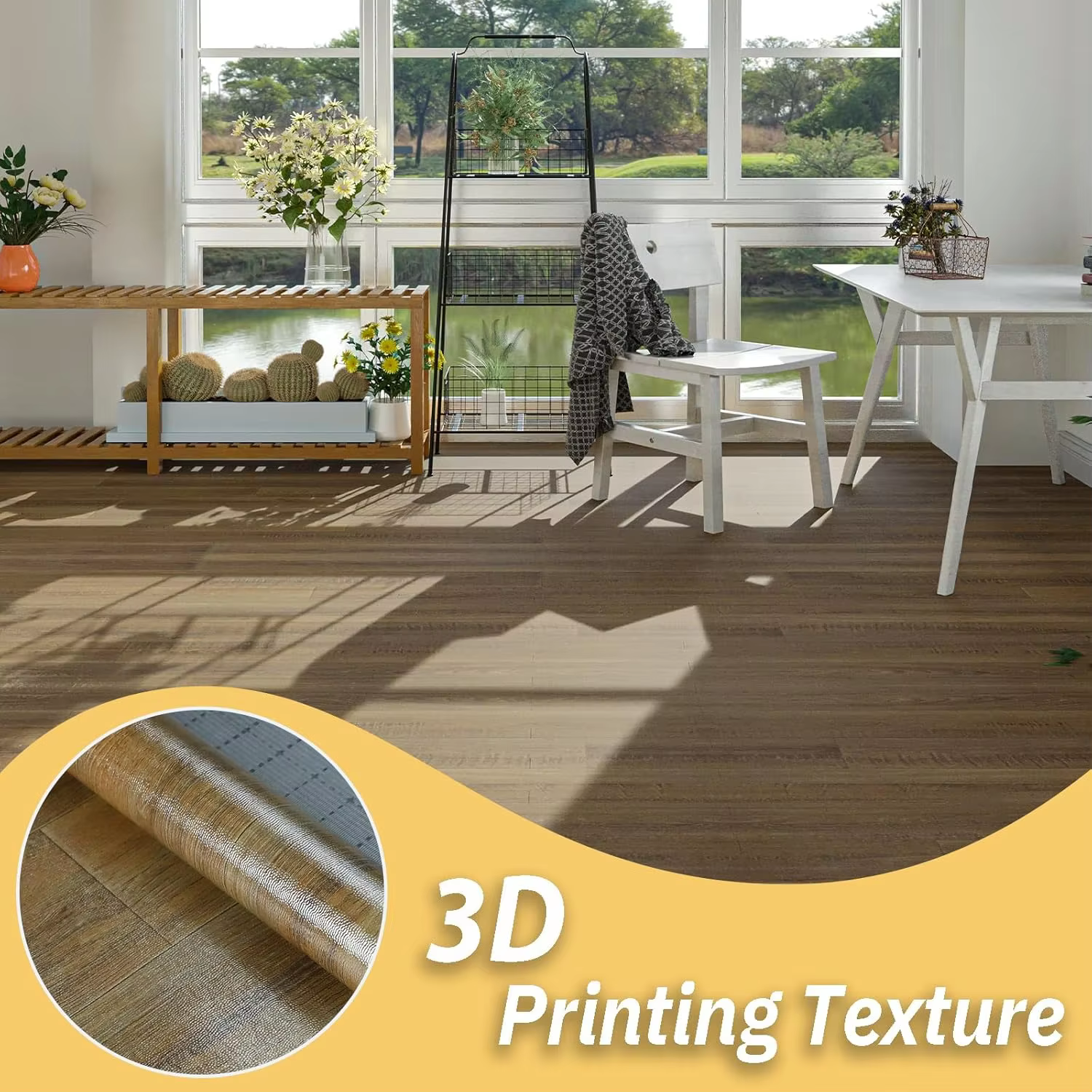 1 rouleau de papier peint autocollant en PVC à grain de bois