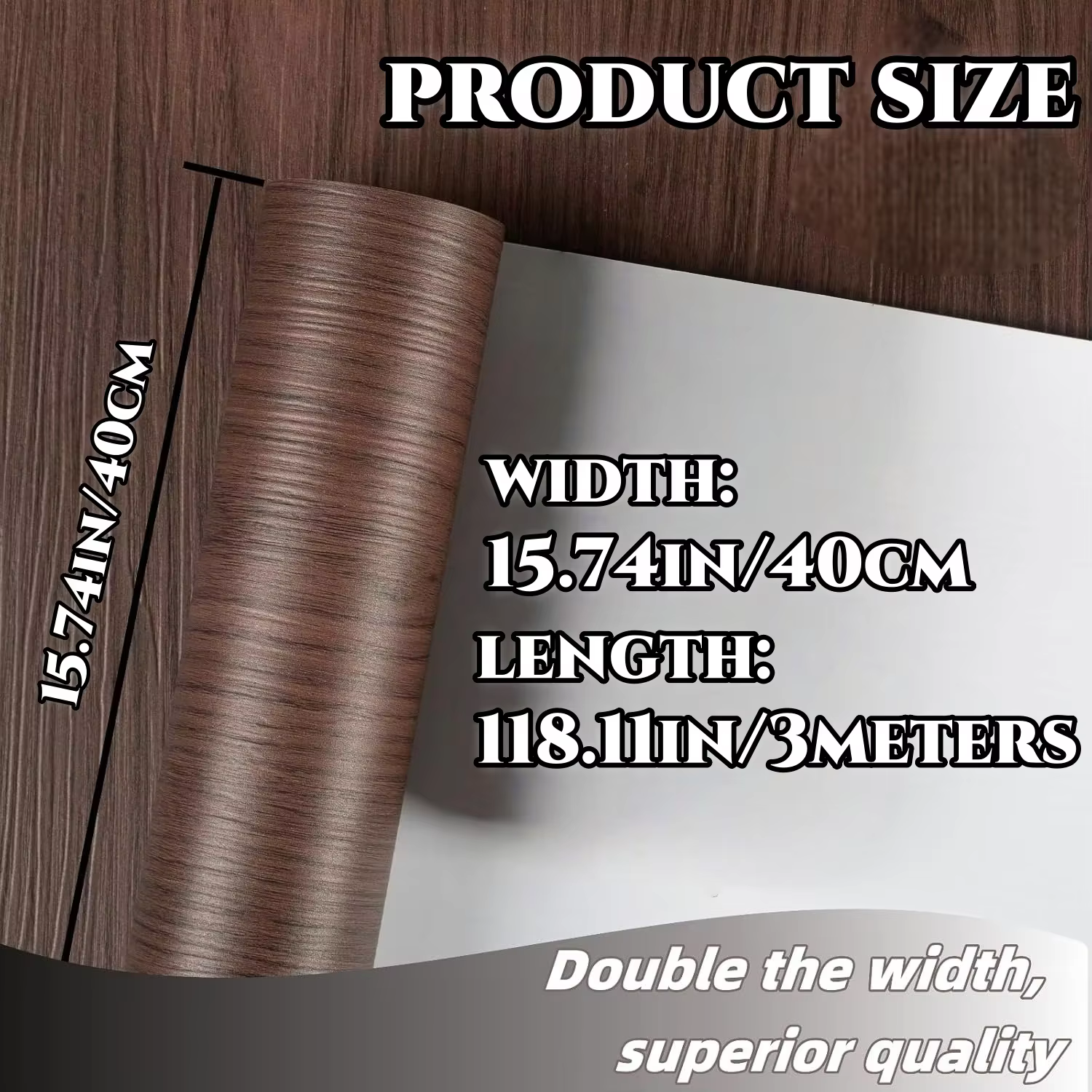 1 rouleau de papier peint autocollant en PVC à grain de bois