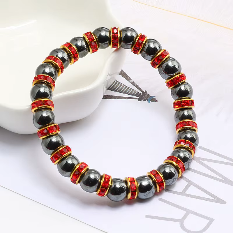 Bracelets en perles d'hématite naturelle pour hommes, non magnétiques, protection santé, bijoux pour femmes, charme, pierre de cristal, bracelet extensible et jonc
