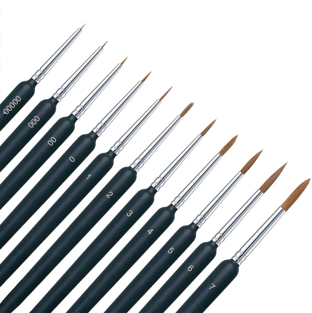 Ensemble de pinceaux à peinture miniatures avec poignée ergonomique