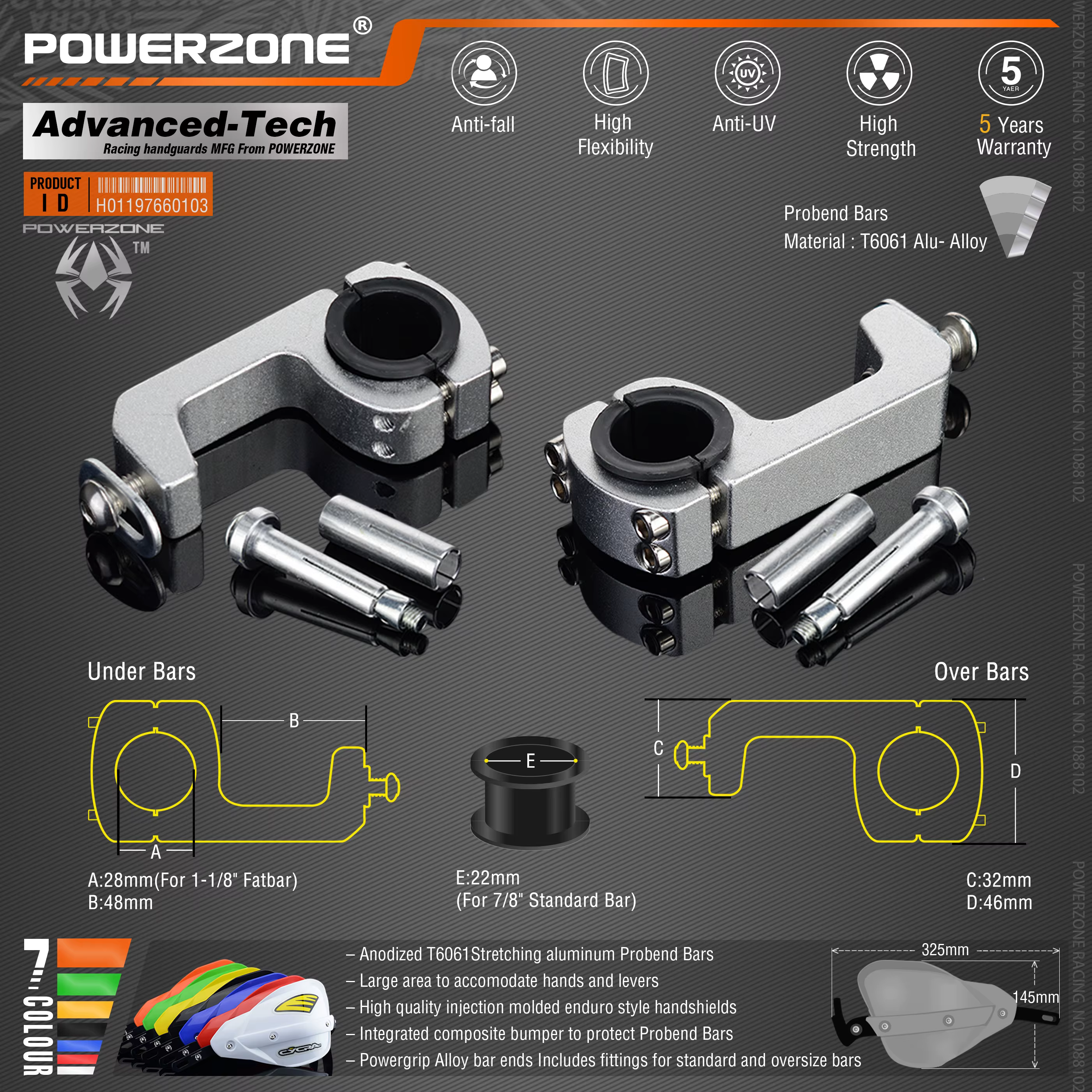 Powerzone-Protège-mains Probend pour moto Honda, guidon RL, KTM ADV EXC, Enduro Husqvarna TE, CRF, WRF, DRZ, KLX, D343 Bike