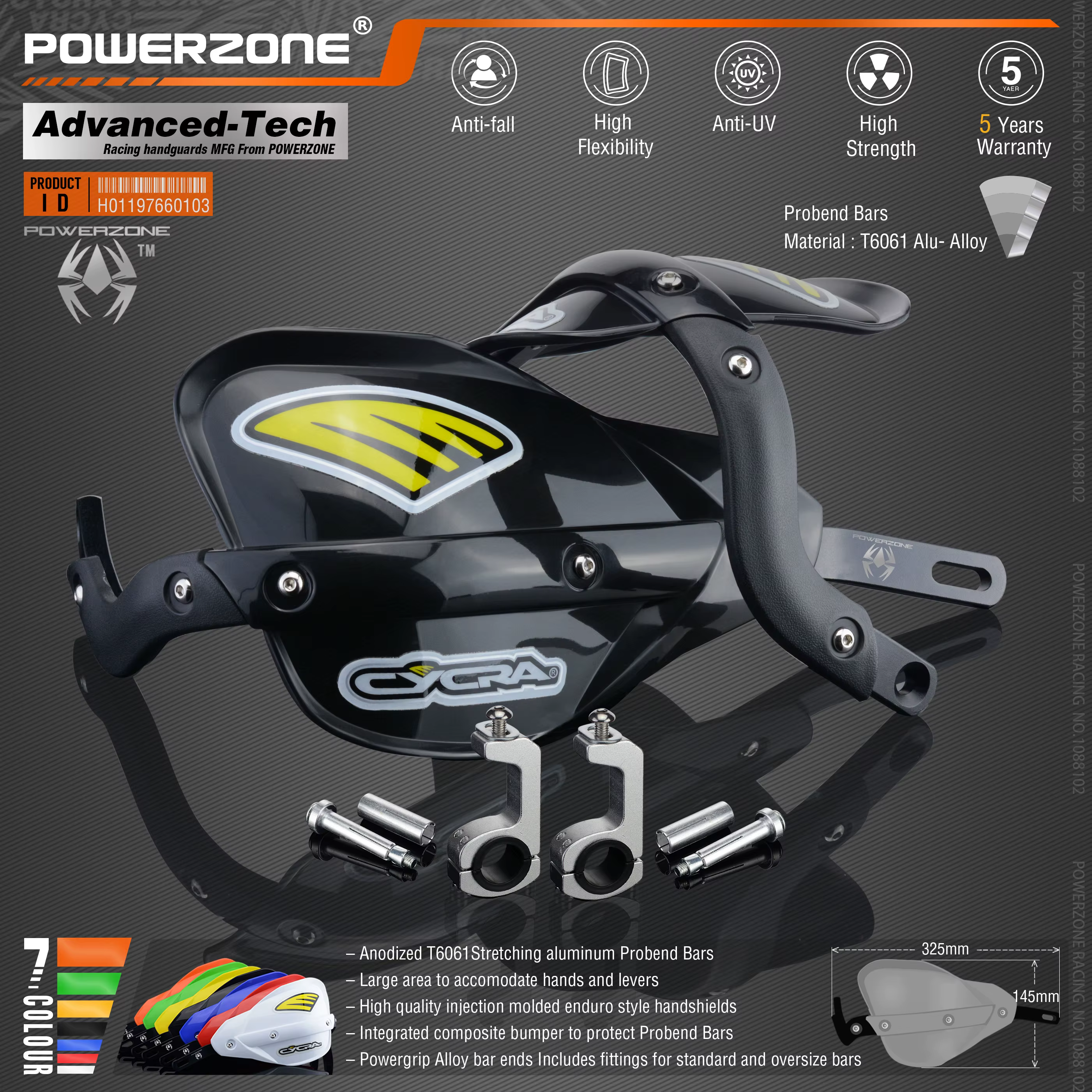 Powerzone-Protège-mains Probend pour moto Honda, guidon RL, KTM ADV EXC, Enduro Husqvarna TE, CRF, WRF, DRZ, KLX, D343 Bike