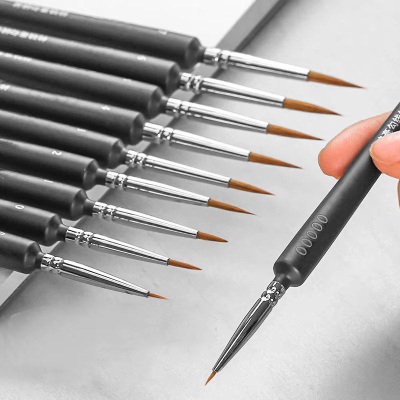 Ensemble de pinceaux à peinture miniatures avec poignée ergonomique
