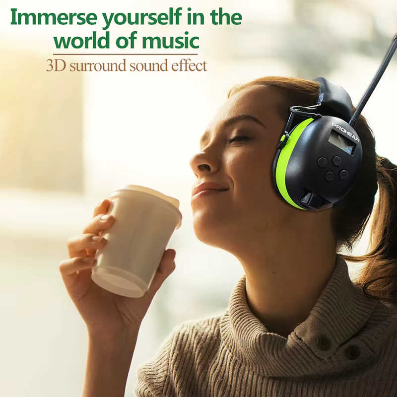 Casque Bluetooth de protection auditive, cache-oreilles électroniques avec radio AM/FM 5.0 pour la sécurité lors de la tonte, batterie au lithium 2000 mAh