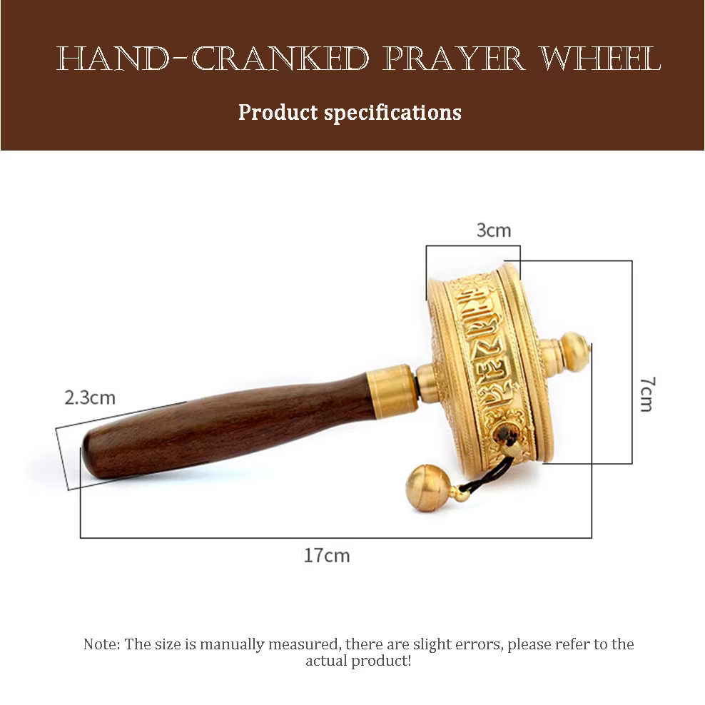 Roue de prière tibétaine à manivelle en cuivre pur, mantra à six rick, fournitures bouddhistes, ustensiles en bronze pour le dharma
