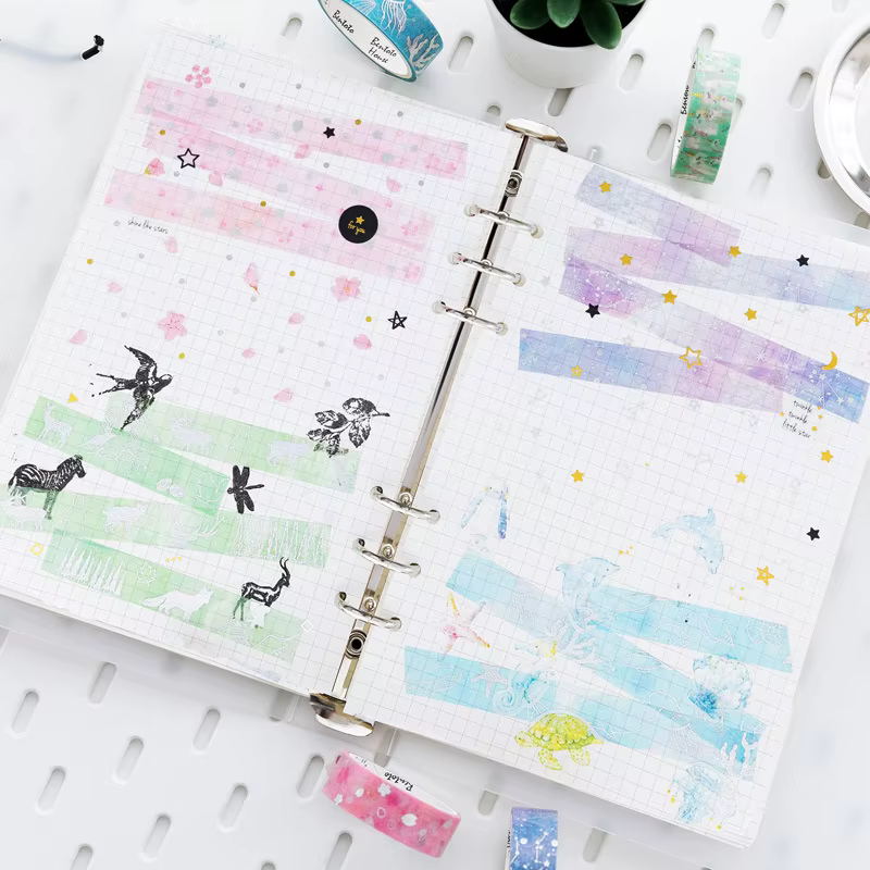 1 rouleau de ruban Washi à motifs floraux variés