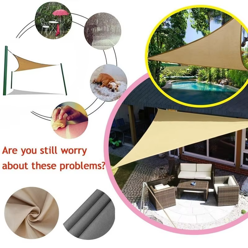 Voile d'ombrage triangulaire imperméable anti-UV pour patio, jardin, cour, piscine, abri de voiture, 3x3x3m 4x4x4m 6x6x6m