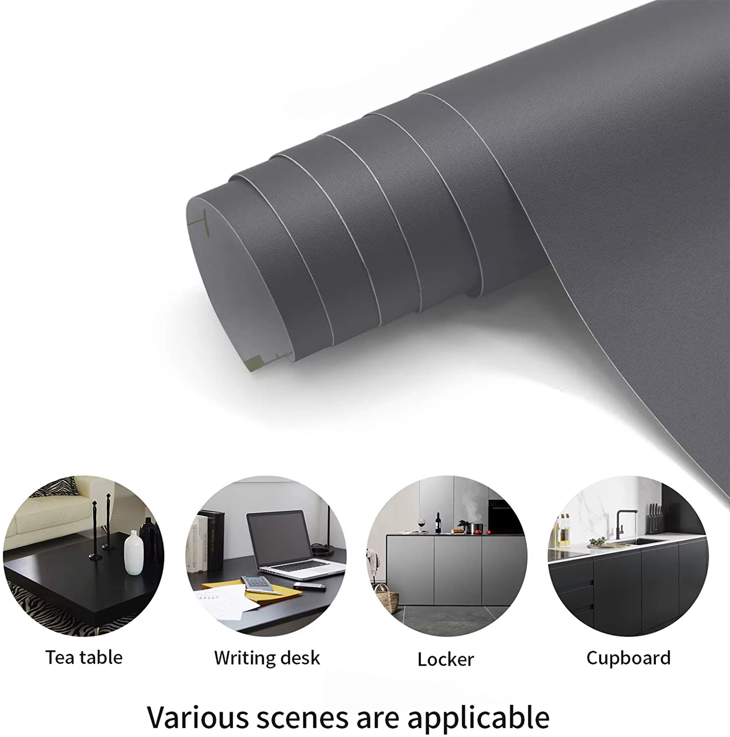 Papier peint auto-adhésif en PVC noir mat