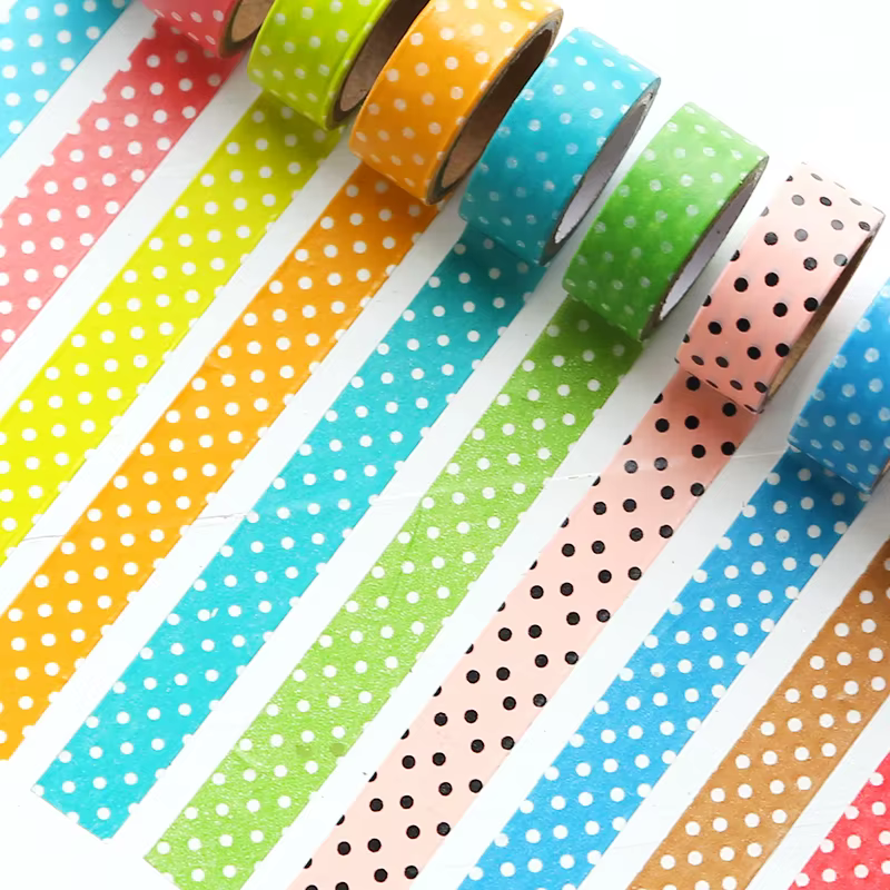 1 rouleau de ruban adhésif Washi décoratif à points simples