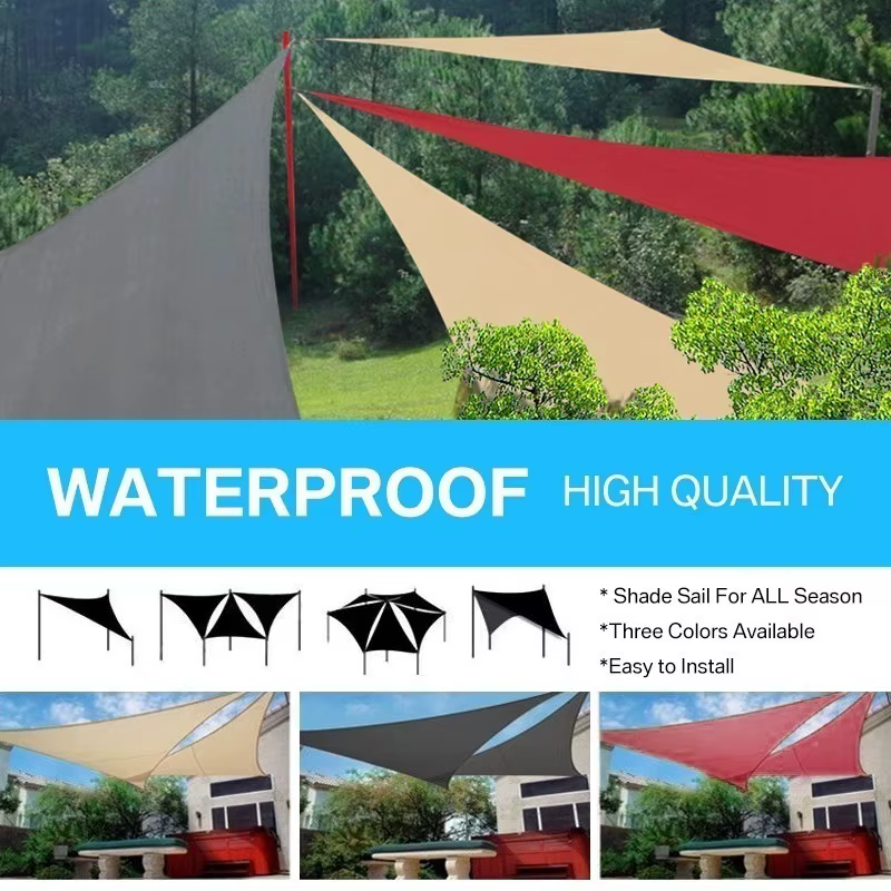 Voile d'ombrage triangulaire imperméable anti-UV pour patio, jardin, cour, piscine, abri de voiture, 3x3x3m 4x4x4m 6x6x6m