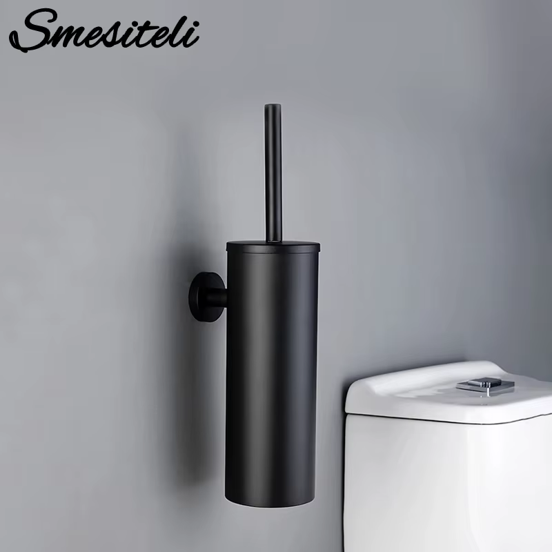 Porte-brosse mural en acier inoxydable 304, noir, pour salle de bain, Style moderne, matériau sans nettoyage de toilettes mortes