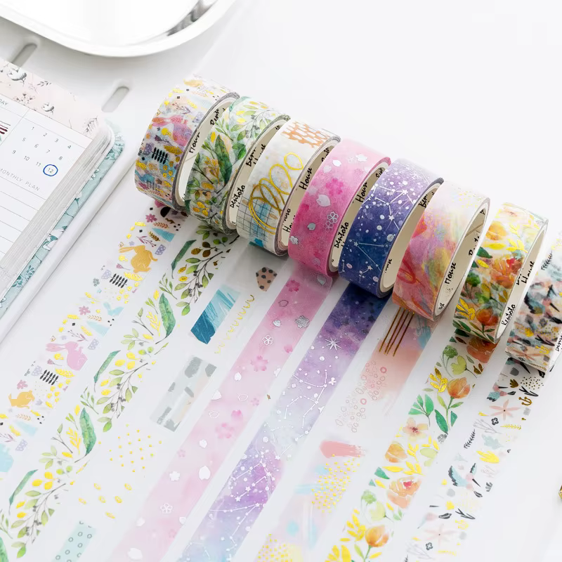 1 rouleau de ruban Washi à motifs floraux variés