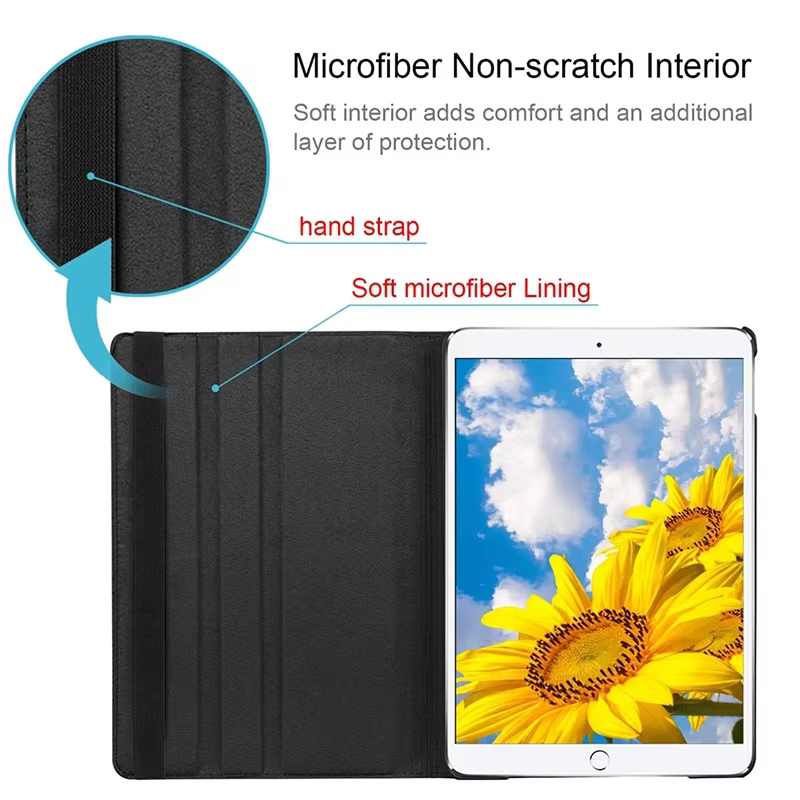 Pour iPad Pro 12.9 2018 2020 2021 2022 2015/2017 Étui en cuir intelligent 360 ° Coque de protection pour fonction rotation et réveil du sommeil