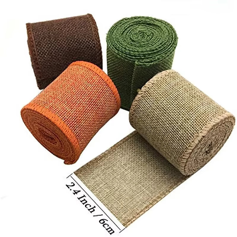 Ruban en Toile de Jute Naturelle Colorée