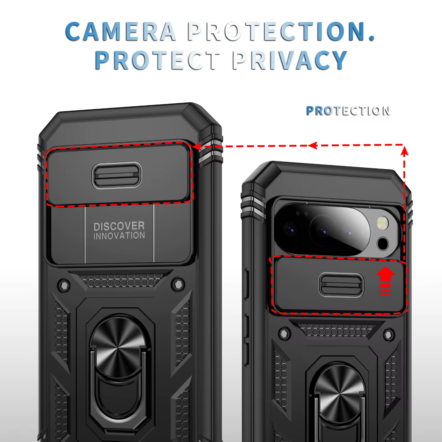Coque de protection robuste avec béquille rotative à 360 degrés et protection coulissante pour appareil photo pour Google Pixel 10 9 8 6 Pro XL 9A 8A